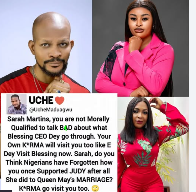 'Sarah Martins, you are not Morally Qualified to talk B4D about what Blessing CEO Dey go through. Yo...