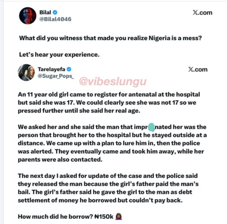 A man gave up his 11-year-old daughter to a man because of 150k debt. ๐คฆโโ๏ธ
#dailygist