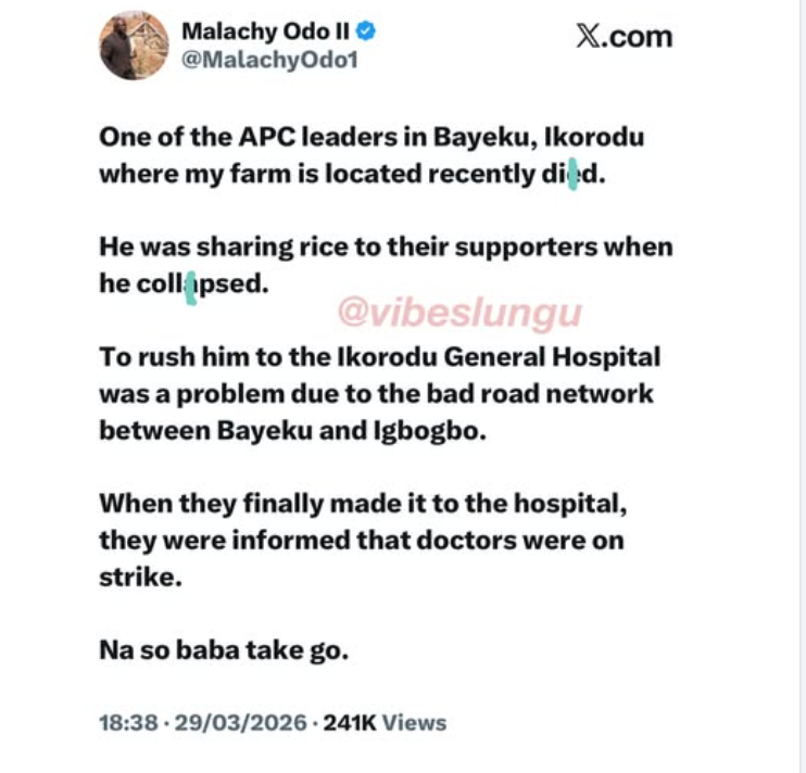 A lot is really happening in this our Rice Republic...
Man who collapses while sharing rice to suppo...