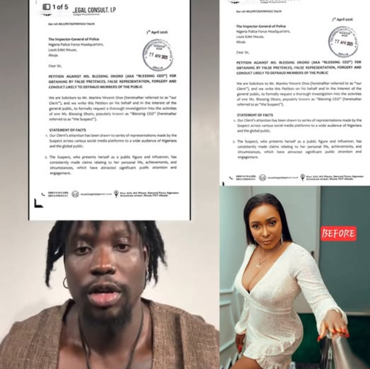 “I have filed a petition with the Nigeria Police Force against Blessing CEO, and it has been approve...