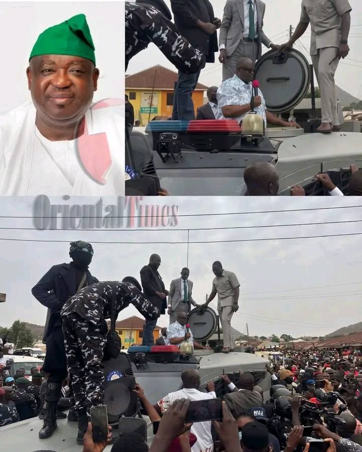 Plateau Governor Mutfwang Sparks Reactions After Being Seen Hiding Inside Armoured Vehicle During Hi...