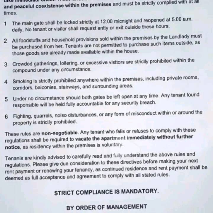 This country will test you- X user says after his Landlord issued new directive mandating alltenants...