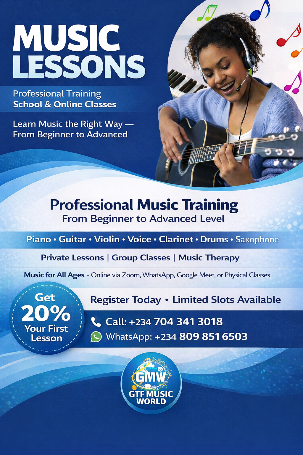 ๐ถ Start Your Music Journey Today!
Learn piano, guitar, drums, voice, and more with professional tra...