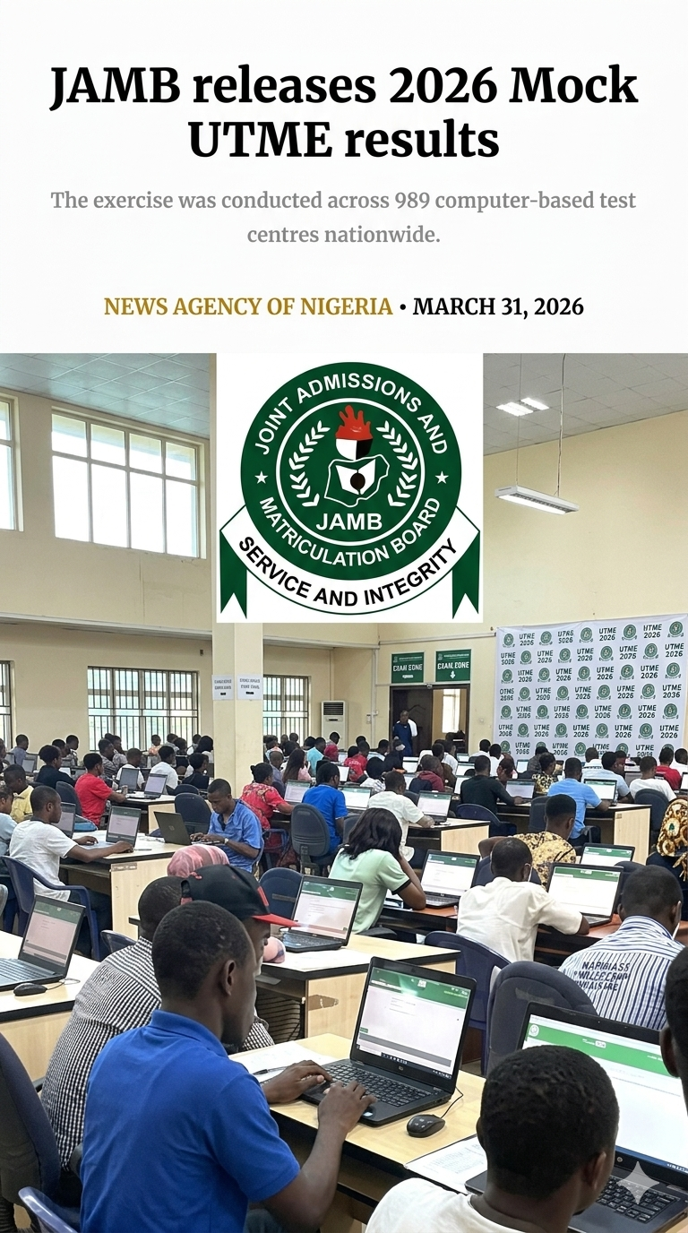 The Joint Admissions and Matriculation Board (JAMB) has released the results of the 2026 UTME mock t...