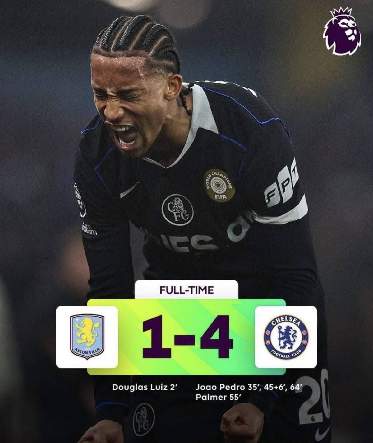 What a golden from come back to 1-4
Joao Pedro got his Premiership hat trick.