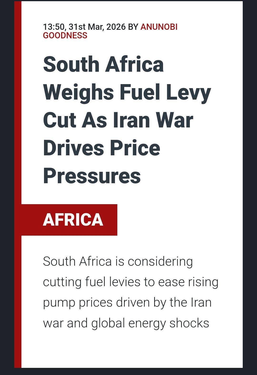 Is there an excuse why Nigeria can't do the same?