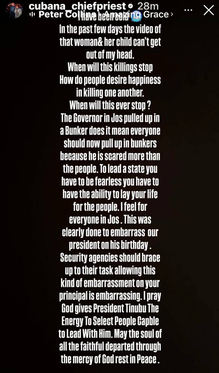 Cubana Chief Priest said attacked in Jo's was carried out to embarrass president on his birthday.......
