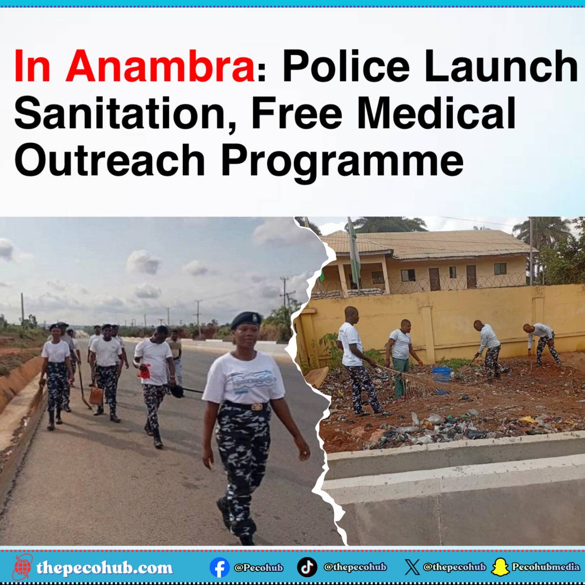 Police authorities in Anambra State have carried out a large-scale sanitation exercise and a free me...