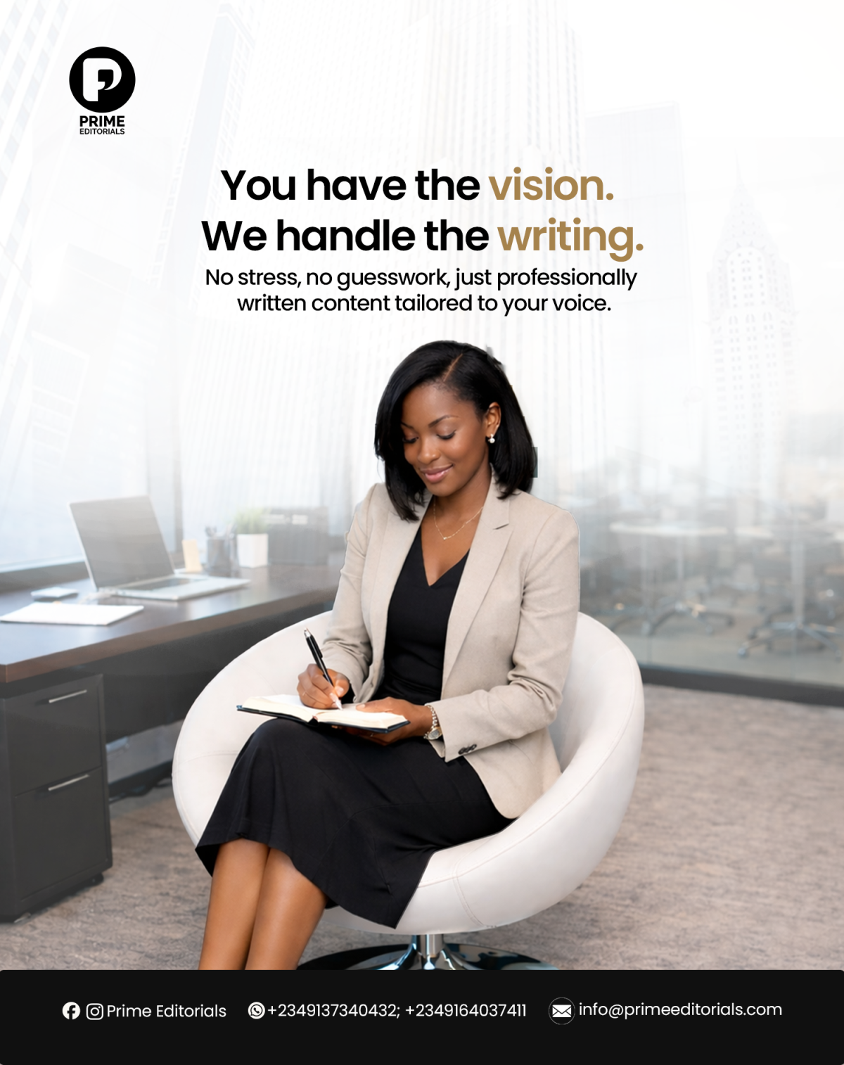 You have the vision. We handle the writing.
Stop letting "I don't have time to write" be the reason...