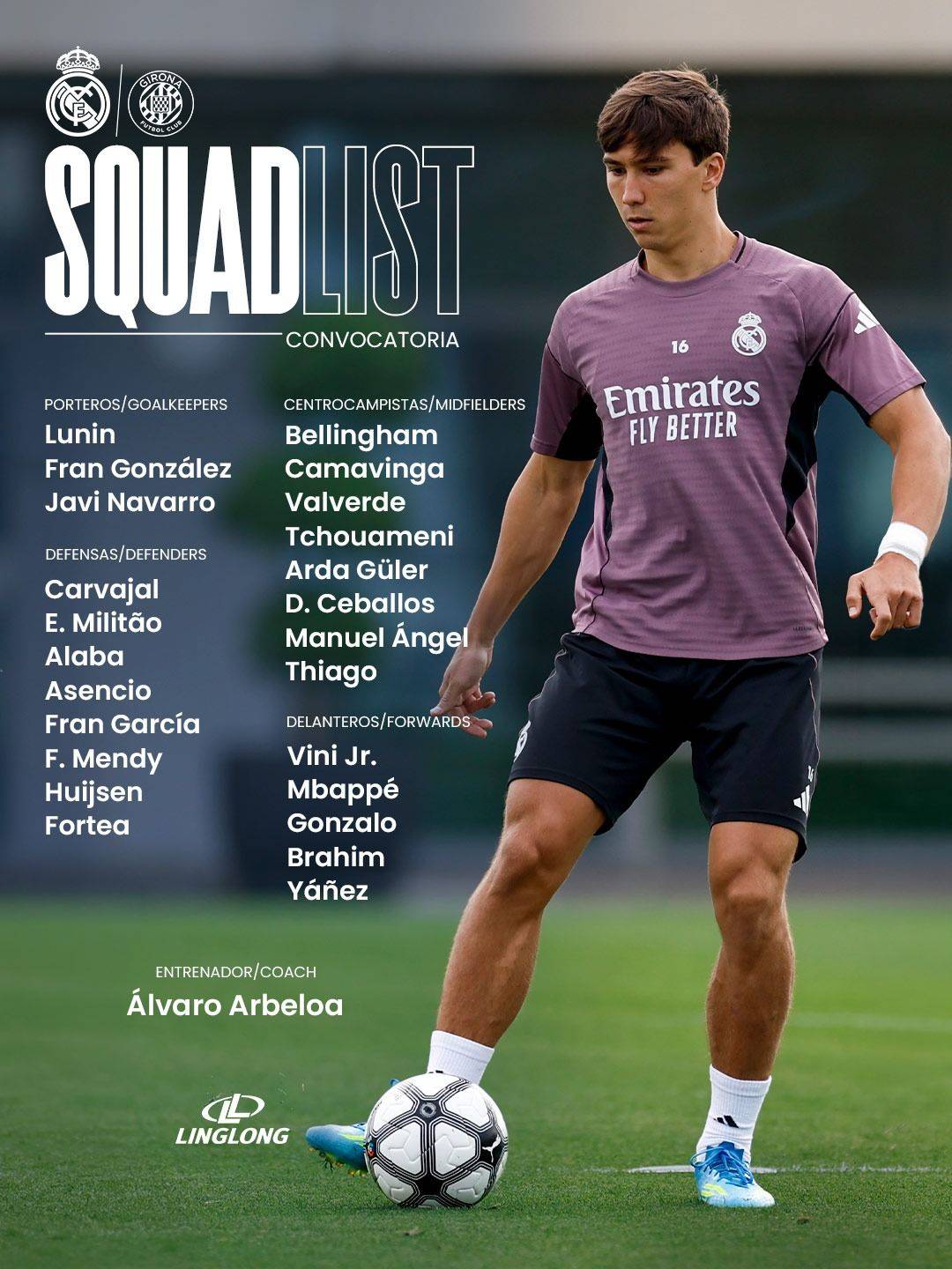 Our squad list vs Girona tonight