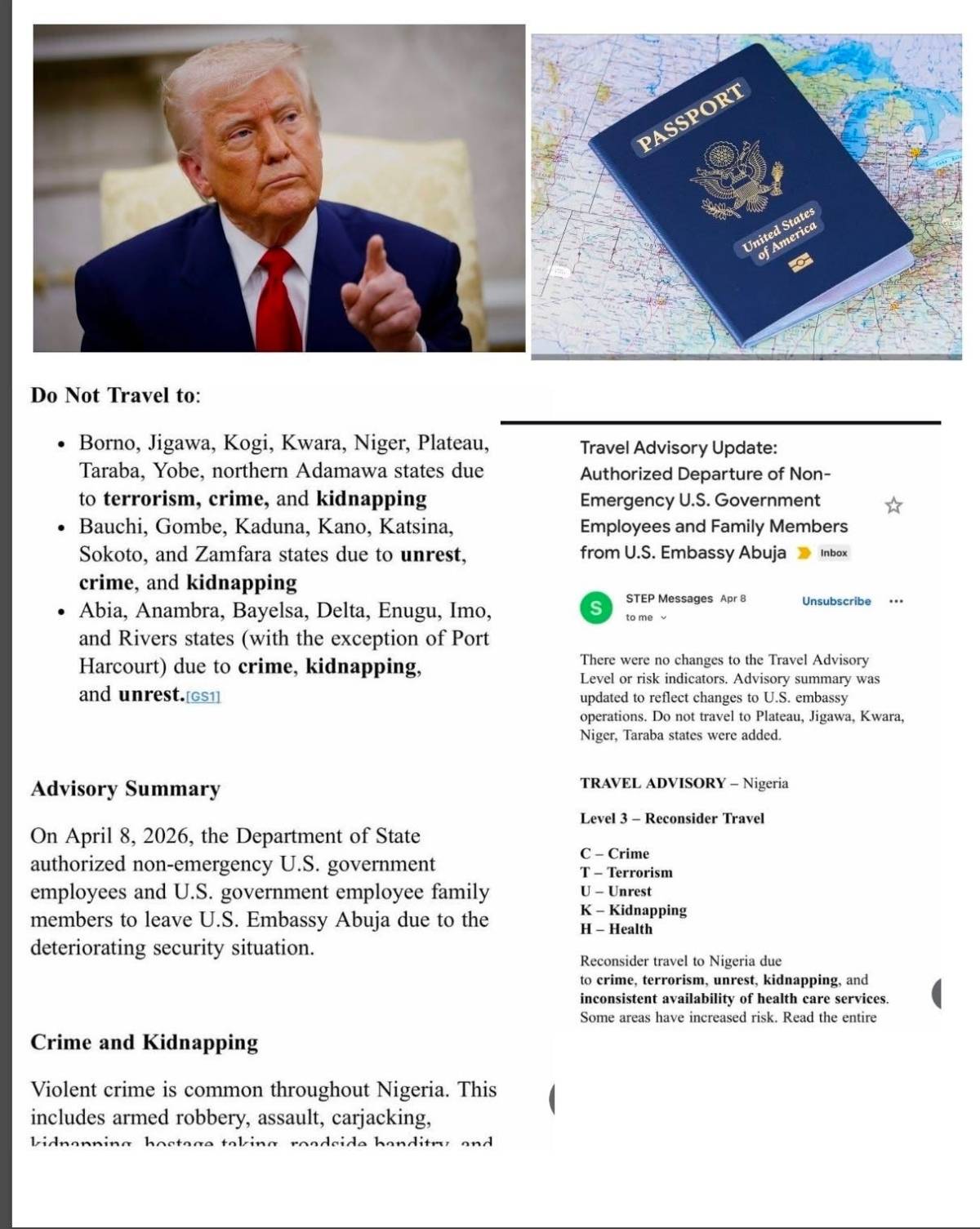 This is no longer a joke.
America is sending emails to their citizens in Nigeria to evacuate or a...