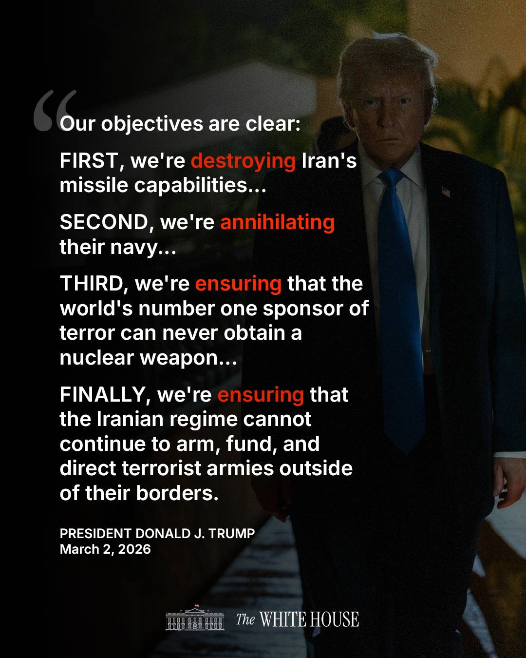 PRESIDENT TRUMP ON IRAN: