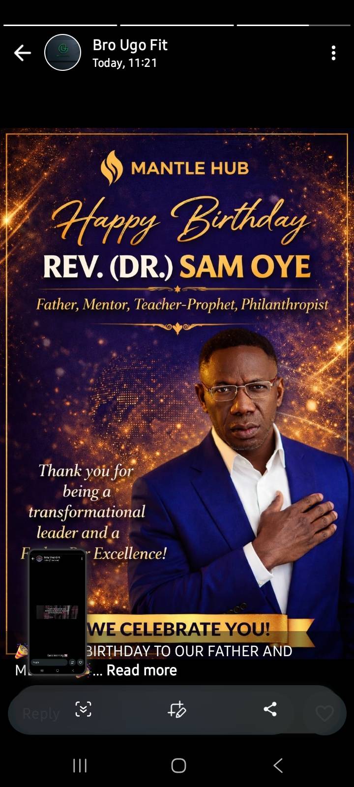 Happy birthday to @Rev Dr Sam Oye...
God continue to bless you for being a blessing to humanity🙏