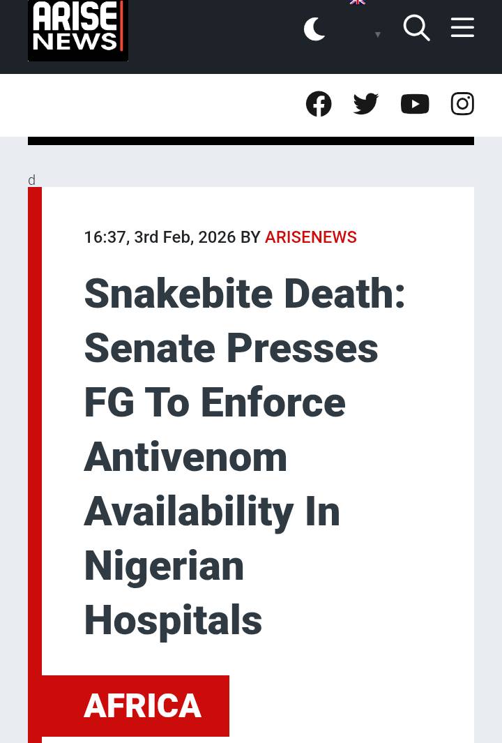 What a shame 2 Fed' Govt of Nigeria that an Anti venom is not available 2 hospitals Nationwide.... T...