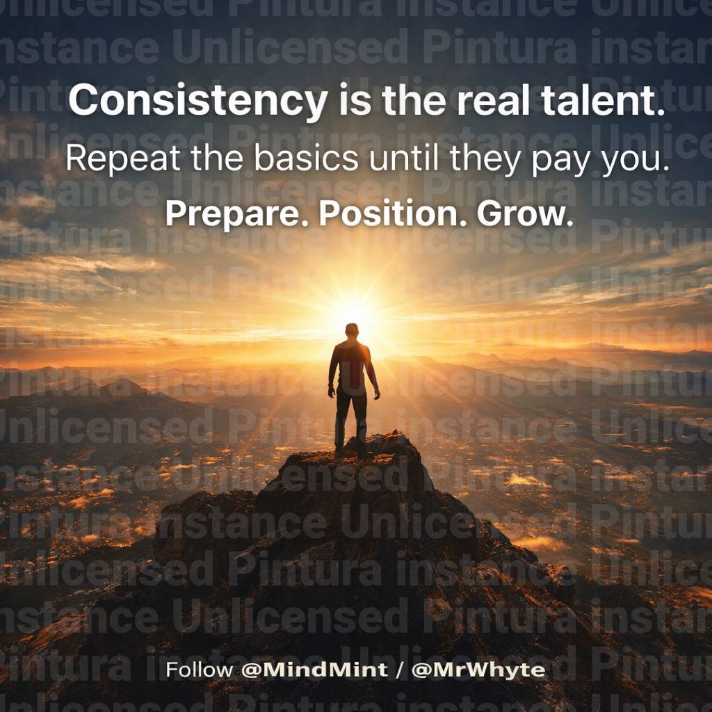 Consistency is the real talent.
Repeat the basics until they pay you.
Prepare. Position. Grow.
Follo...