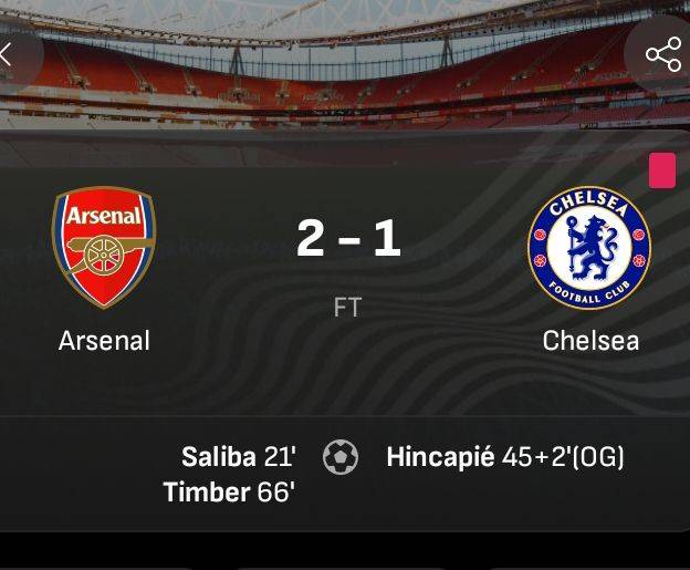 Chelsea my Chelsea! 3 goals scored, all by Arsenal players.
We need to wake up Chelsea