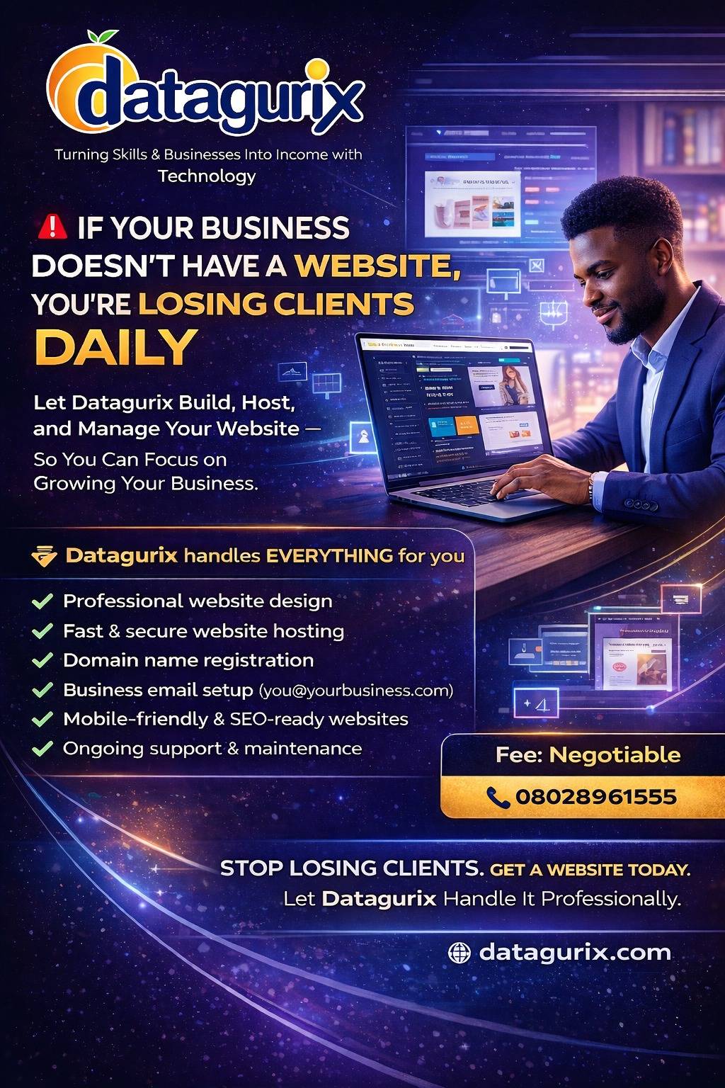 Let datagurix.com build and maintain your website.
WhatsApp: 0903 238 1841