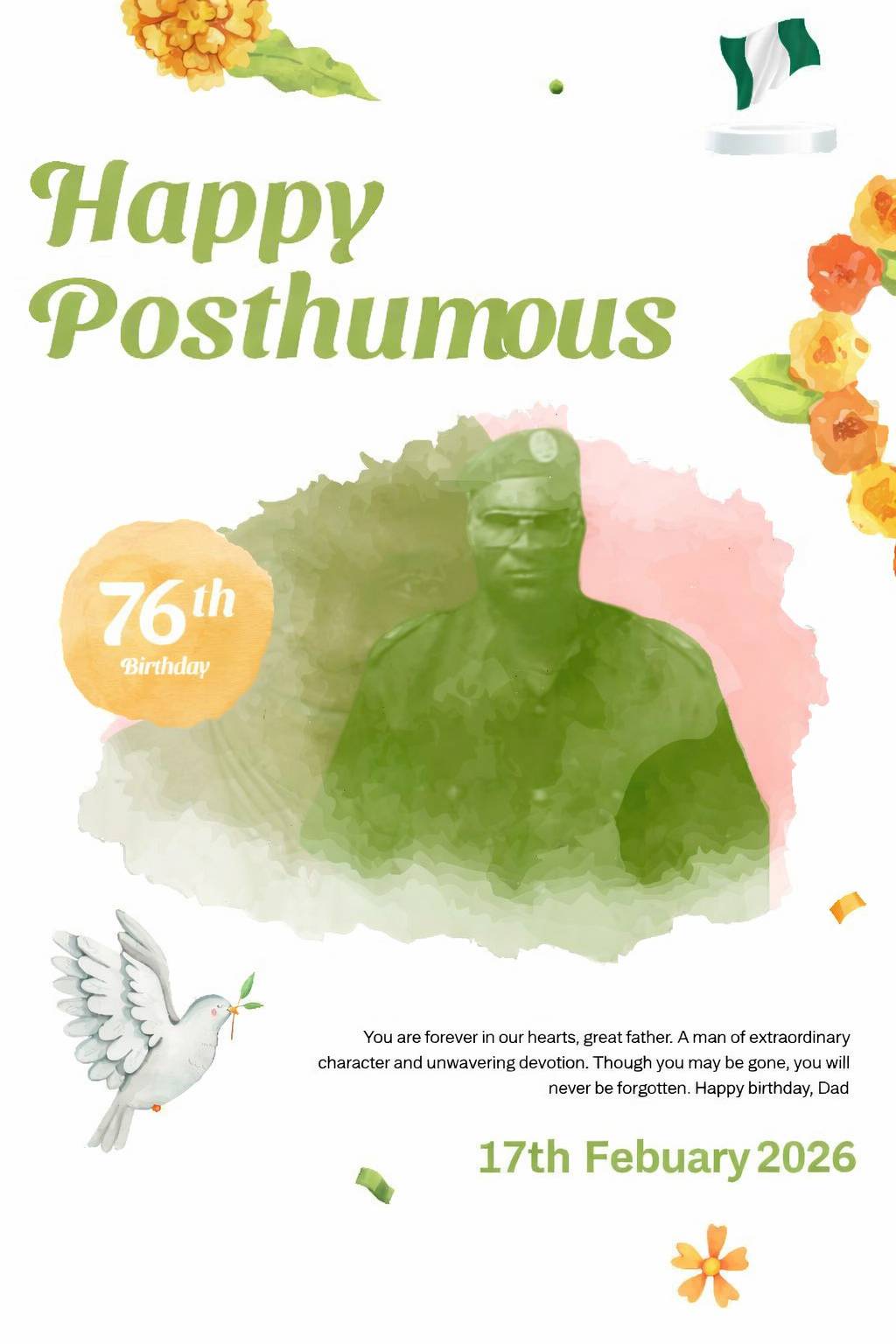 The memory of the righteous is blessed. Happy posthumous birthday daddy. Keep resting in the blossom...