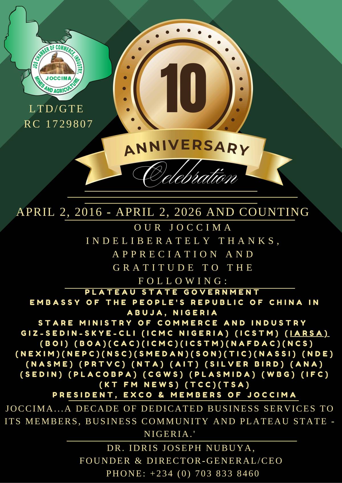 Post by Jos Chamber of Commerce (JOCCIMA)