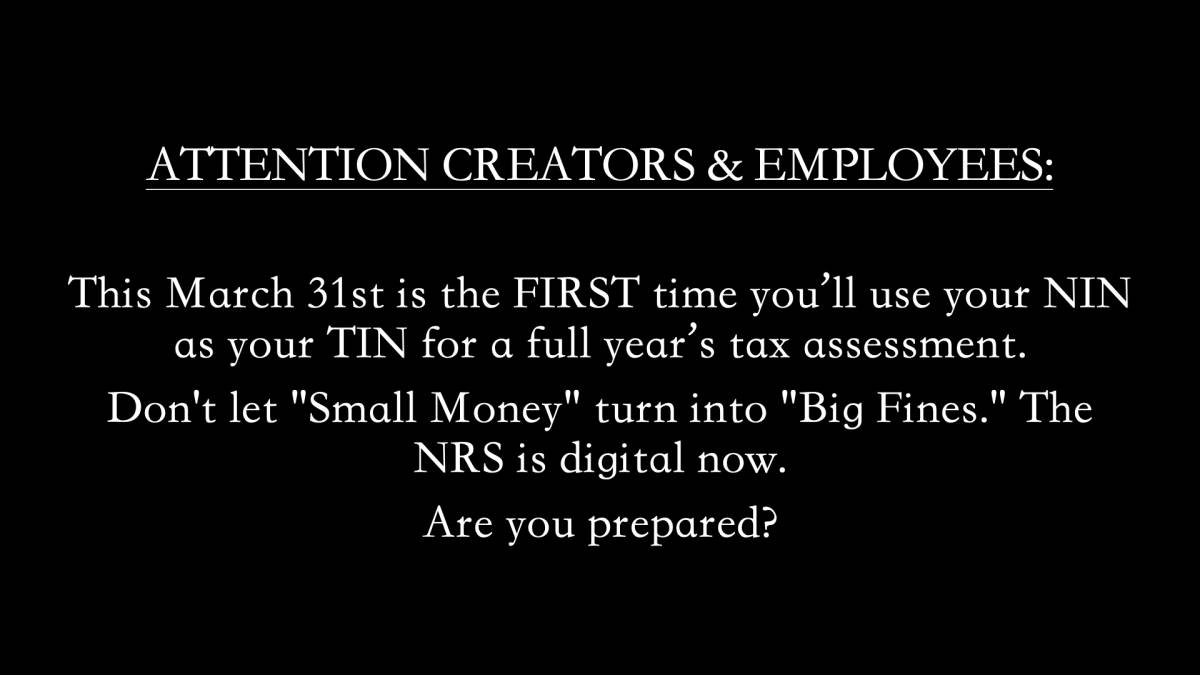 Even if you are not filing yet, PREPARE. Missing this deadline now carries a ₦100,000 fine. Don't le...