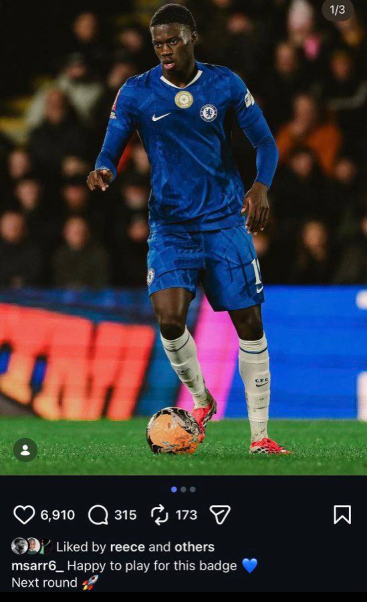 Sarr on Instagram:
“Happy to play for this badge”
#CFC | #Chelsea | #EmiratesFACup
📲 @CFC_Chel...