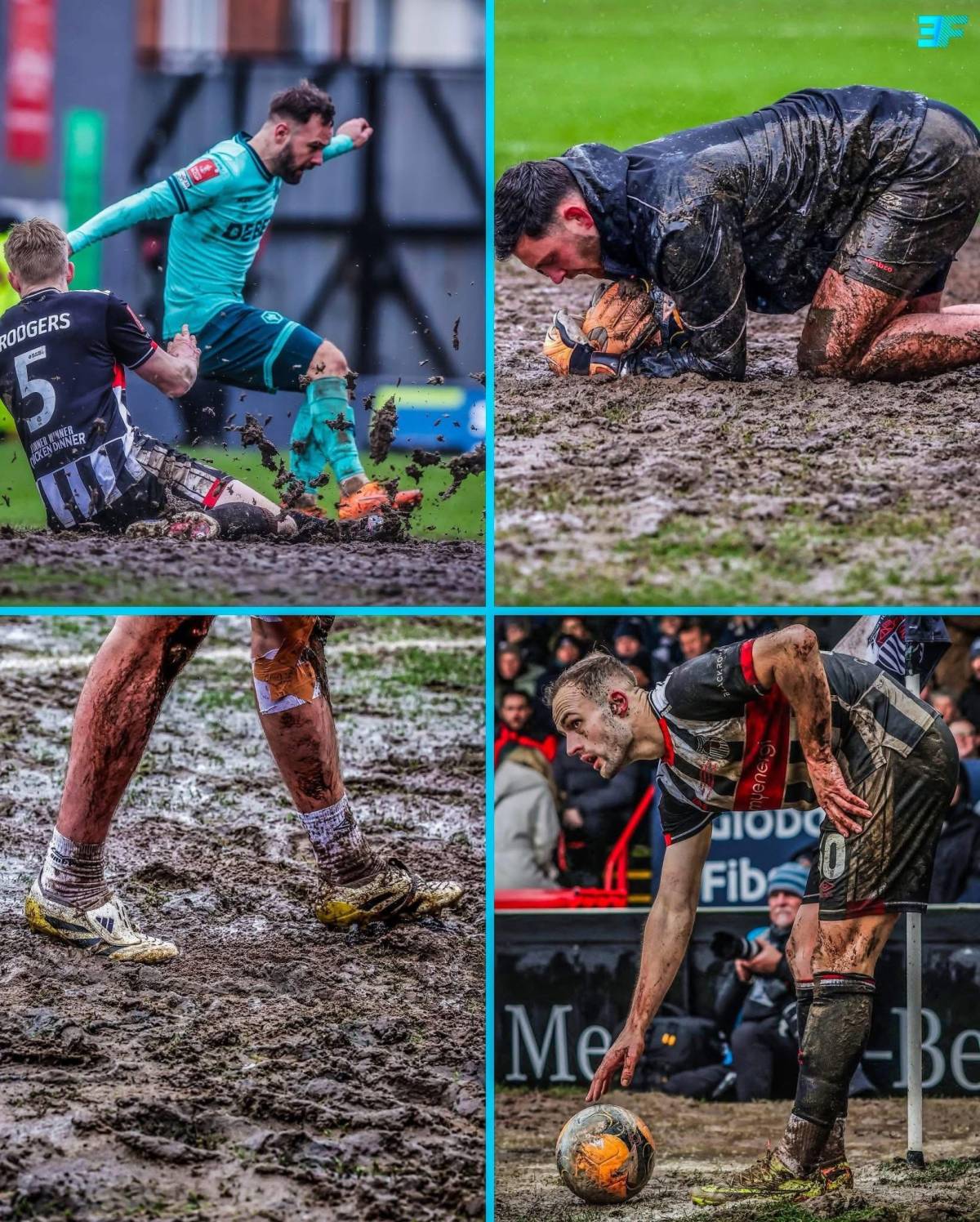 The pitch for the FA Cup clash between Grimsby Town and Wolverhampton Wanderers was heavily waterlog...