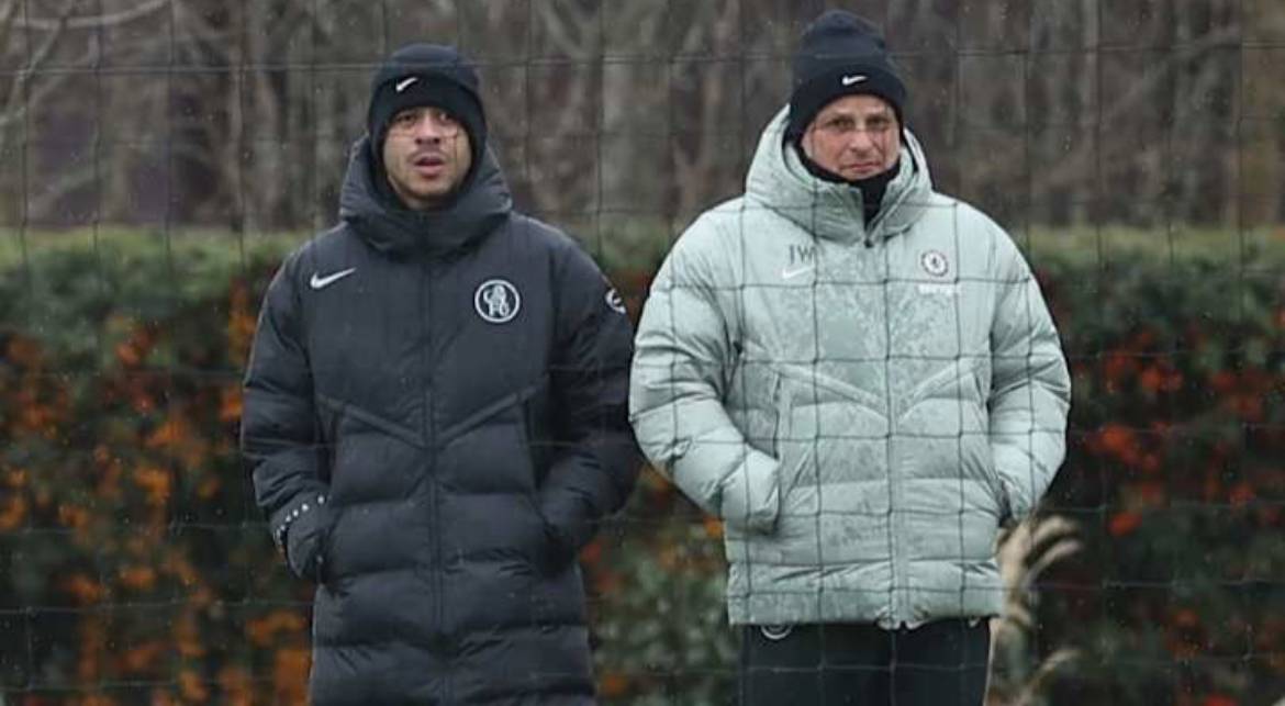 Liam Rosenior and several Chelsea players, including Cole Palmer, watched Romeo Lavia play for the U...