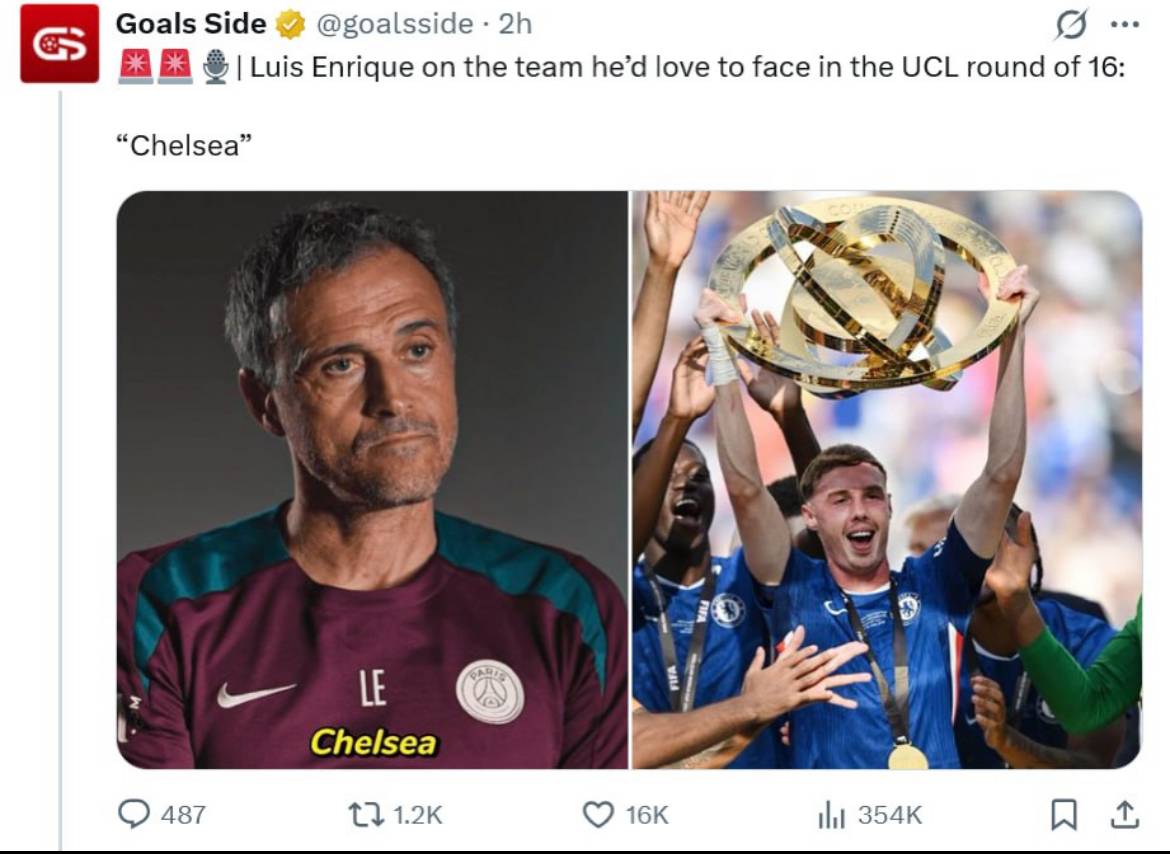 ❗️Reports claiming that Luis Enrique said Chelsea is the team he would love to face in the UCL Roun...