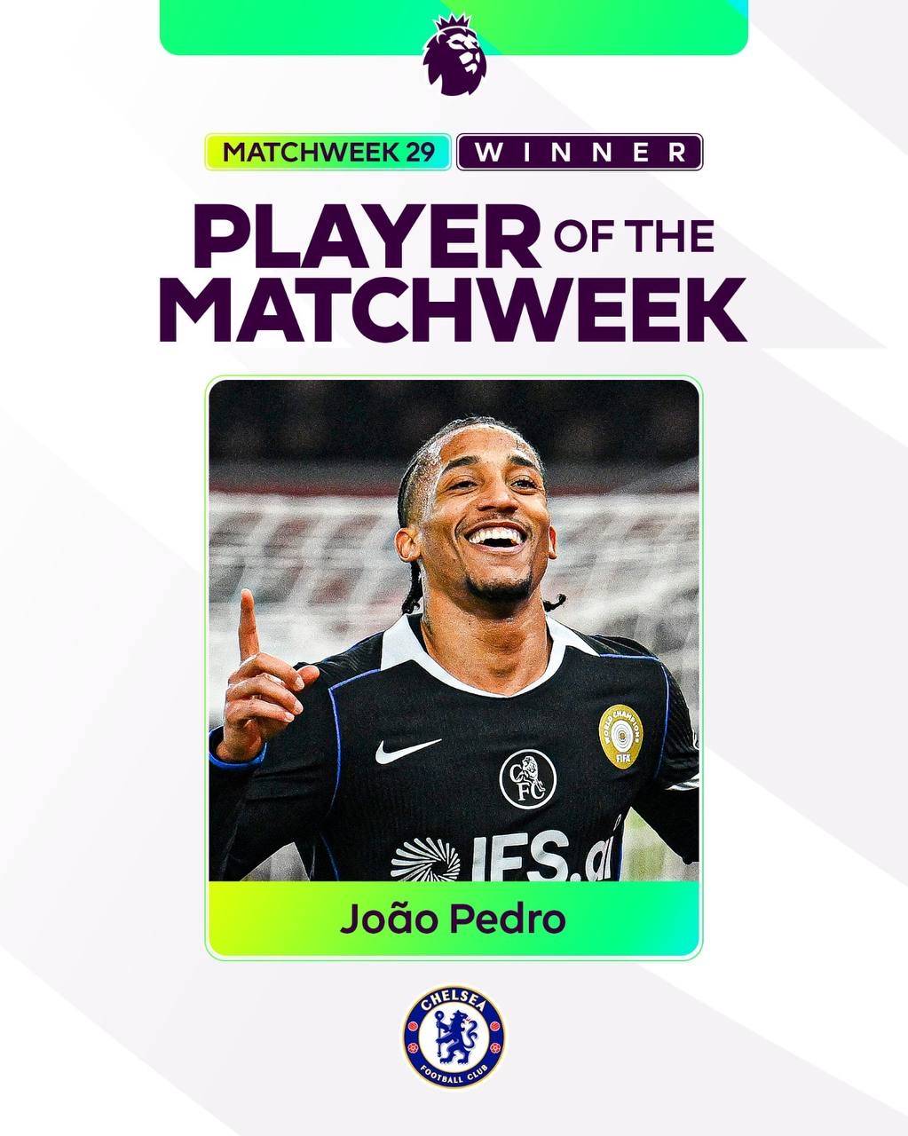 OFFICIAL: Joao Pedro has been voted the Premier League Player of Matchweek 29.
#CFC | #Chelsea
๐ฒ...