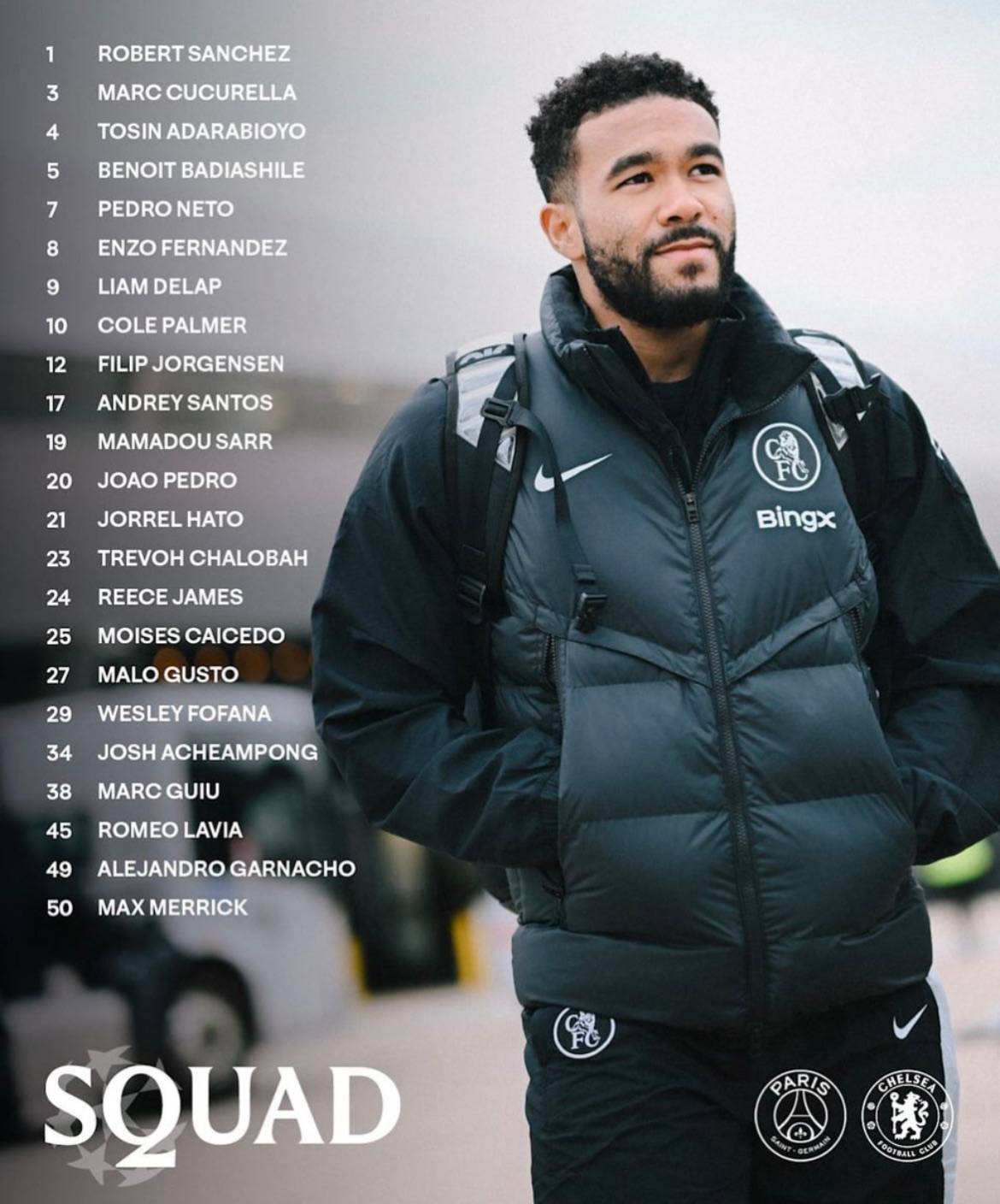 Confirmed: Chelsea's 23-man travelling squad to face PSG in the Champions League.
#CFC | #Chelsea |...