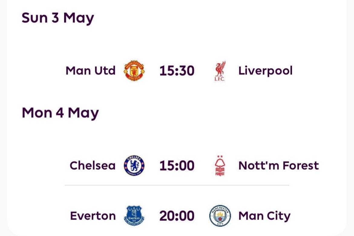 Chelsea will face Nottingham Forest [h] in the Premier League on MONDAY 4th May 2026 at 3pm [UK] - l...