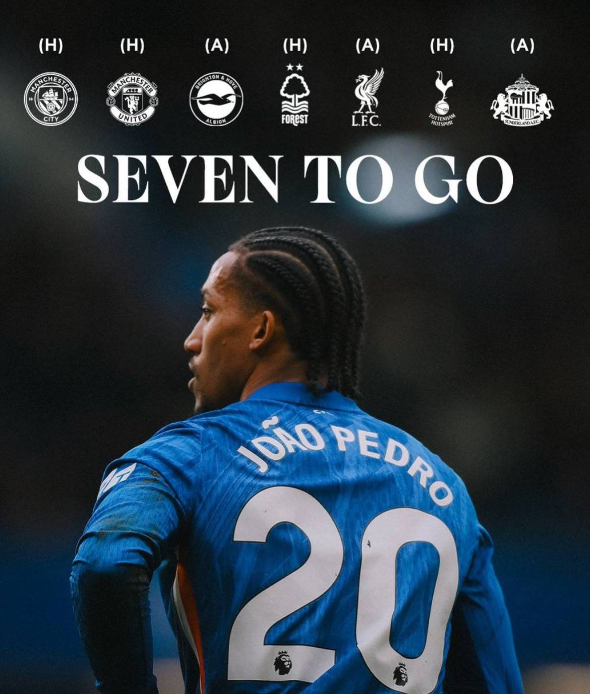 Seven huge games to go in the #PL. ๐ต
How many can we win?
#CFC | #Chelsea
๐ฒ @CFC_ChelseaFC