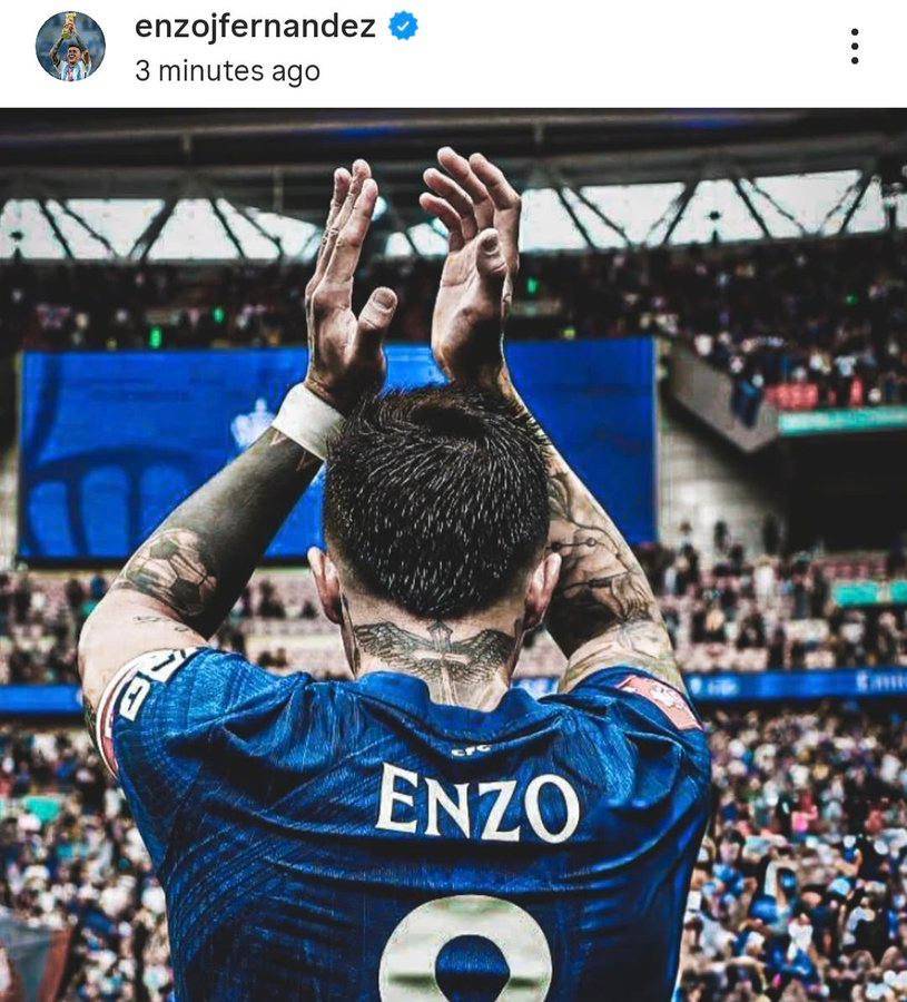 🔵 Enzo Fernandez via IG.
'ISAÍAS 40:31'
'Another final, Blues. See you soon at Wembley 💙'
#CFC...