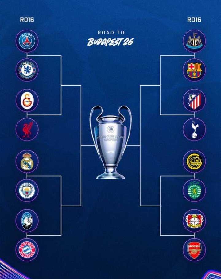 🚨 OFFICIAL: The champion's league round of 16 draw is here.