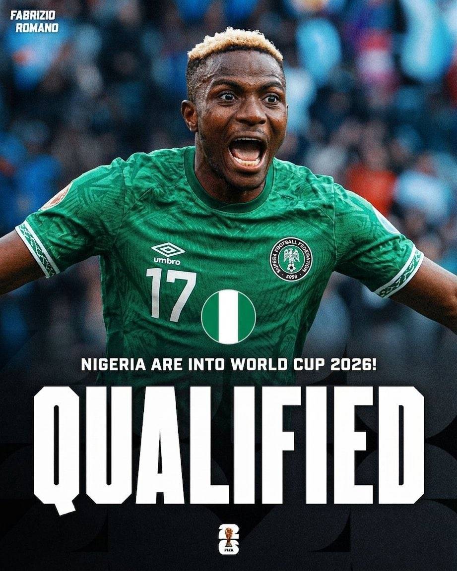 ๐จ BREAKING: FIFA has said that Nigeria have gotten automatic qualification to the world cup 2026 be...