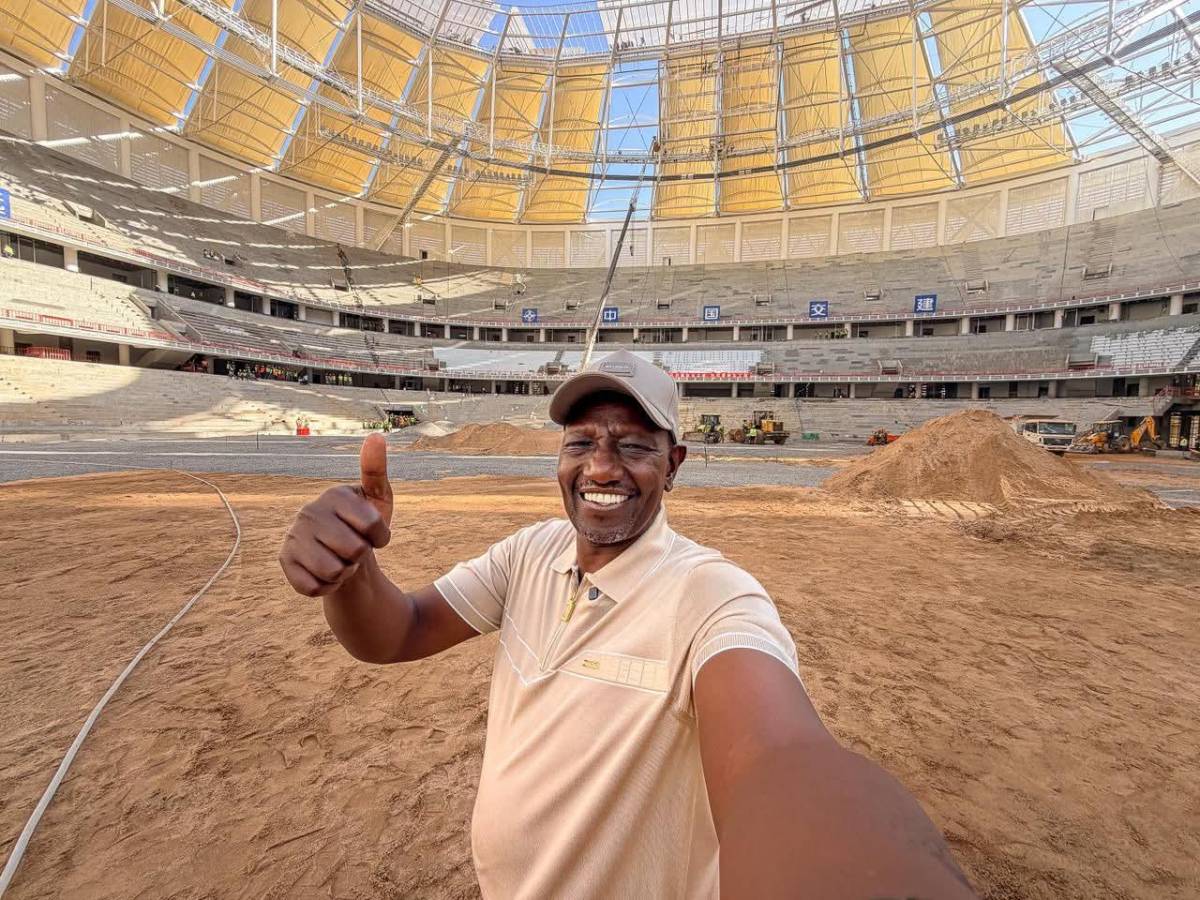Kenya's President William Ruto inspects 60,000 capacity Talanta Stadium in Nairobi ahead of the 2027...