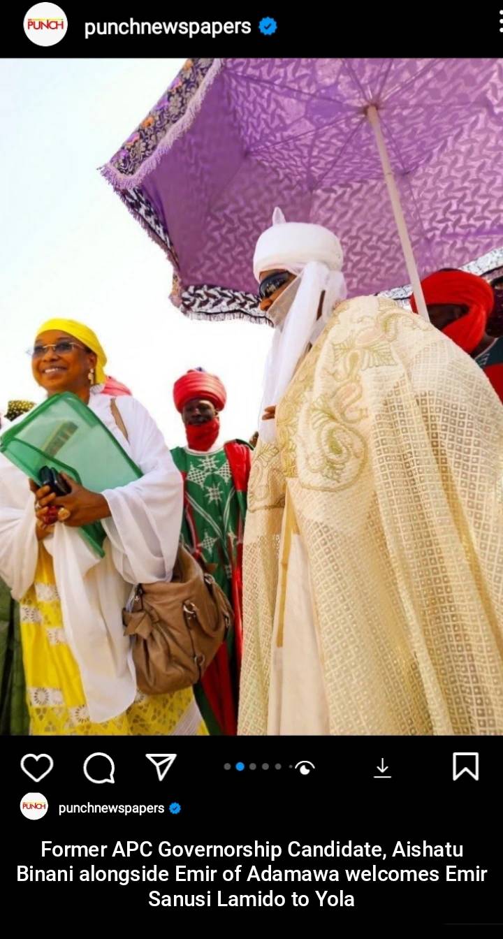 Ex-APC Governorship Candidate, Aishatu Binani and the Emir of Adamawa, Welcomes Emir Sanusi to Yola...
