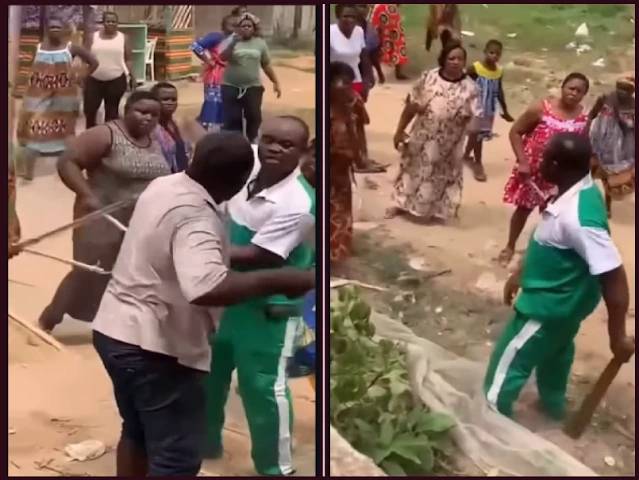 Man Who Regularly Beat His Wife Ambushed By Other Women And Whipped Properly.
A man in Bojongo, Bon...