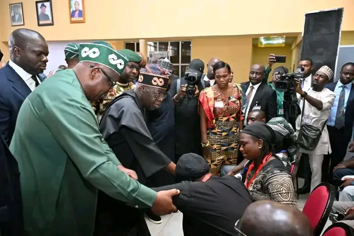 PHOTOS: Tinubu emotionally comforts grieving mother captured in a viral video.
President Bola Tinub...