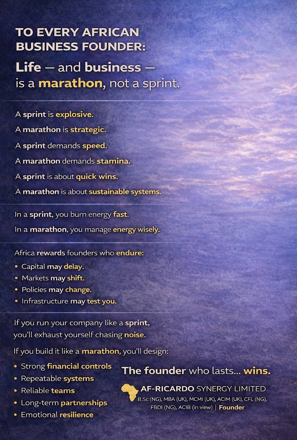 Life and business — is a marathon, not a sprint.
Quick wins fade.
Systems last.
Speed excites.
Stami...