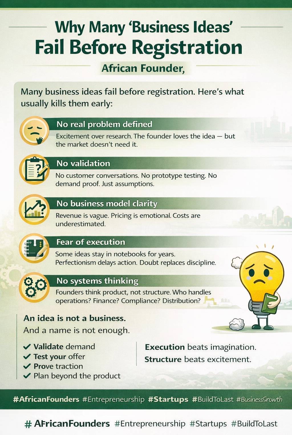 Many business ideas don’t fail after launch — they fail before registration.
No real problem.
No val...