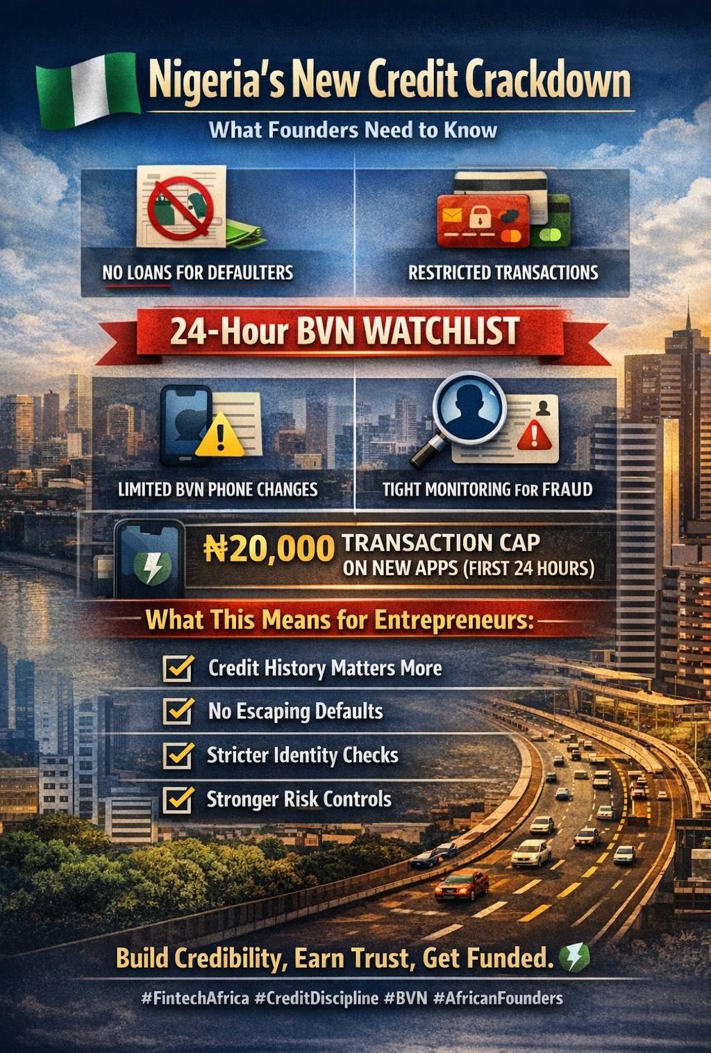 ⚠️ Nigeria’s credit crackdown has begun.
The Central Bank of Nigeria now enforces:
• No new loans...