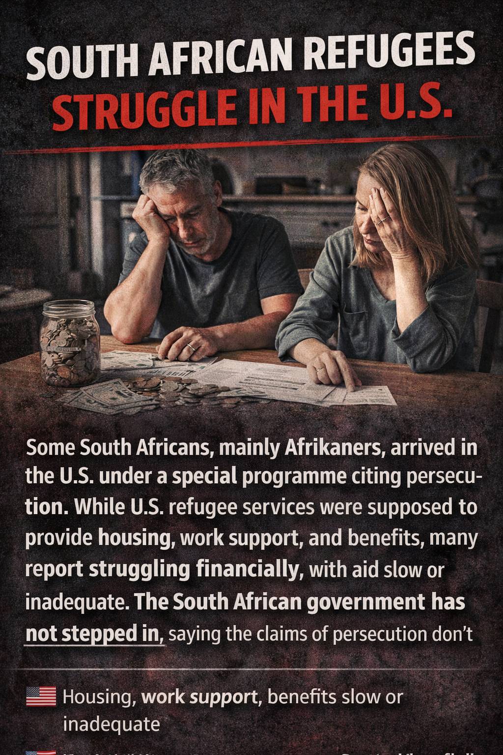 South African Refugees Struggle in the U.S.
Some South Africans, mainly Afrikaners, arrived in the U...