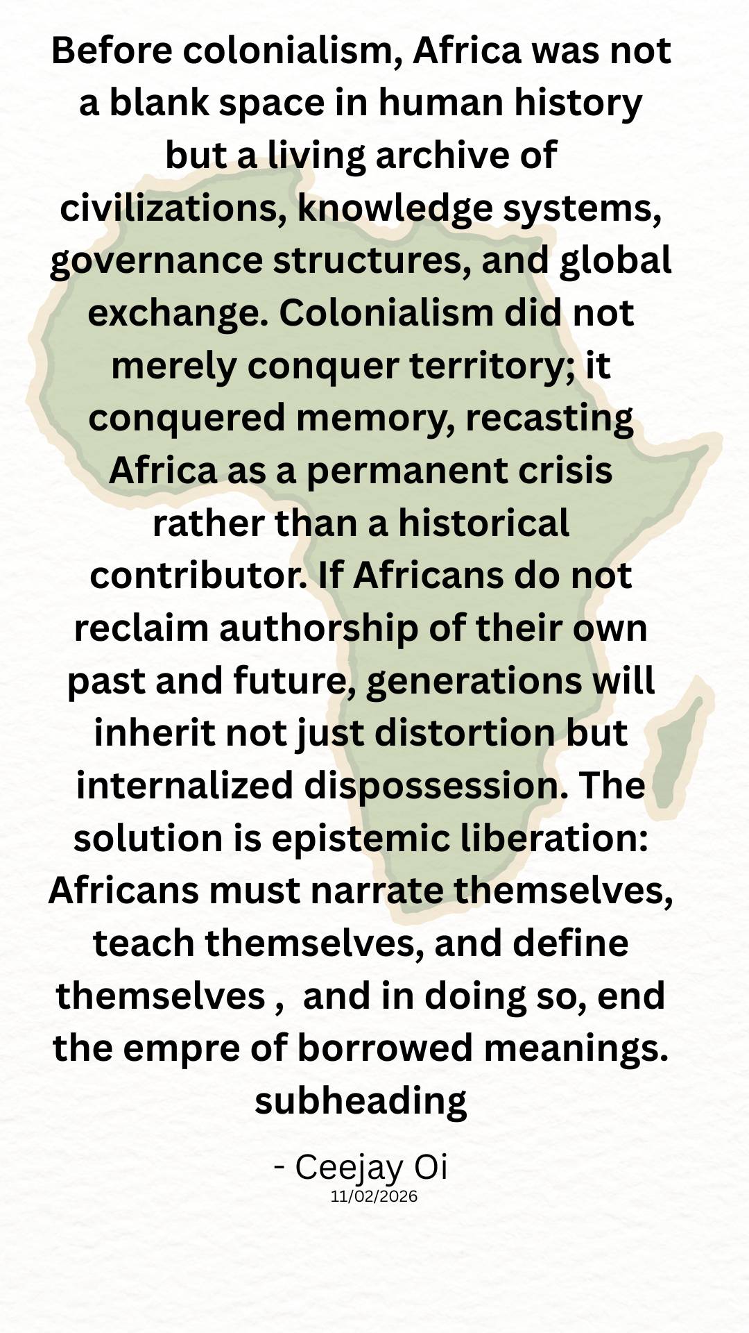 Africans should be the ones to tell their own story and put an end to the wrong narratives out their...