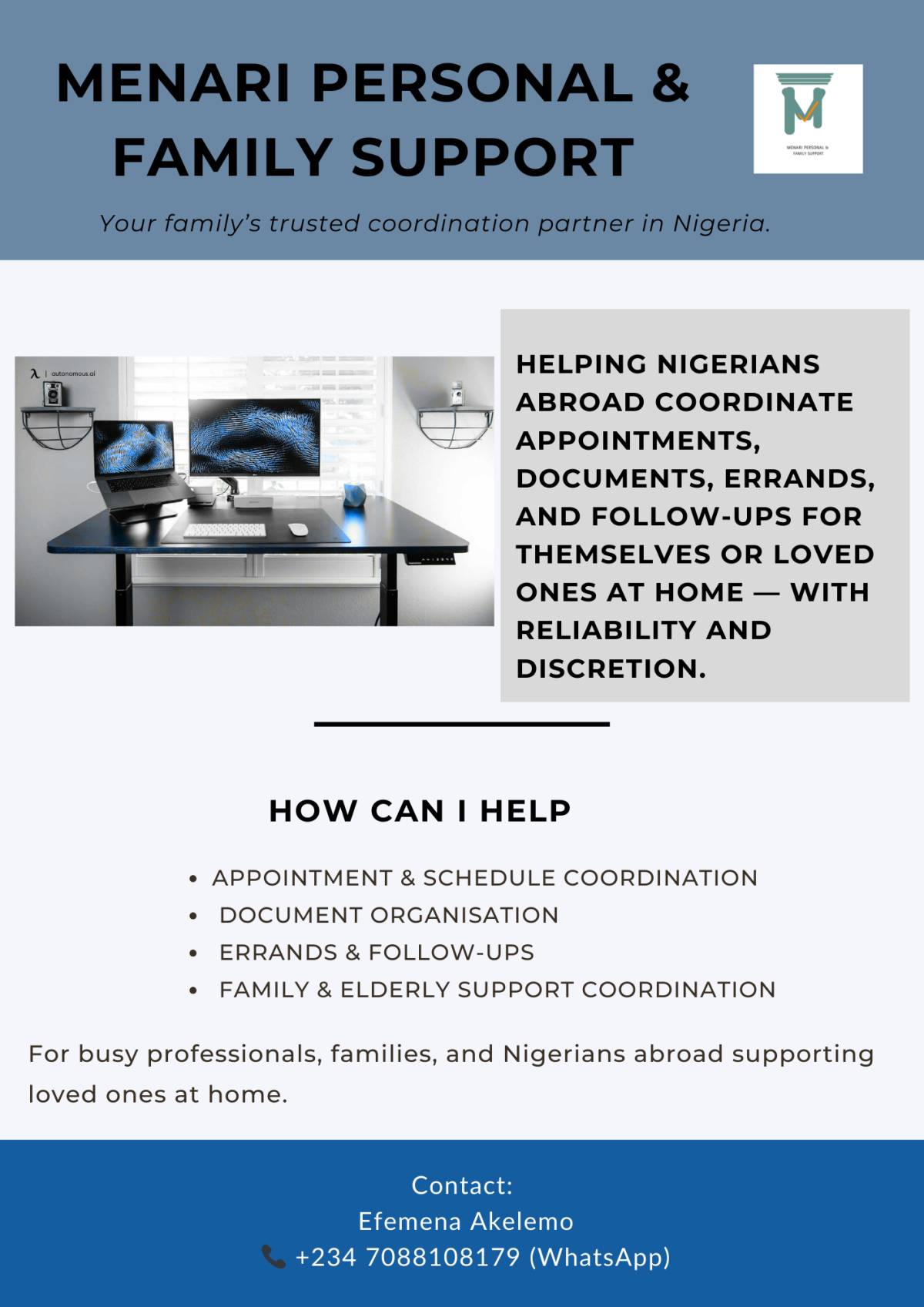 If you live abroad but manage family responsibilities in Nigeria, structure matters.
Menari provide...
