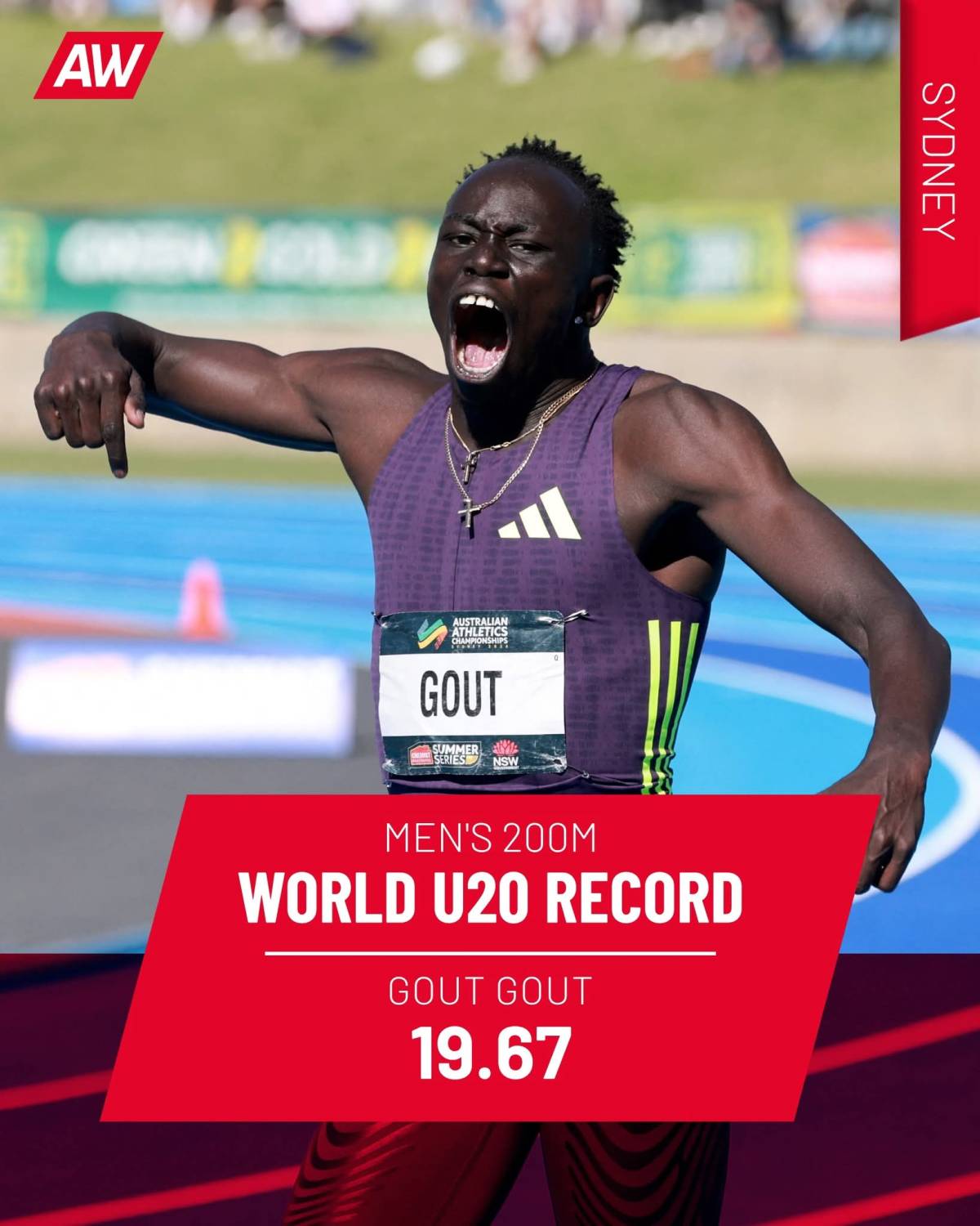 Maked the name - Gout Gout - soon to become the biggest name in Athletics since Usain Bolt