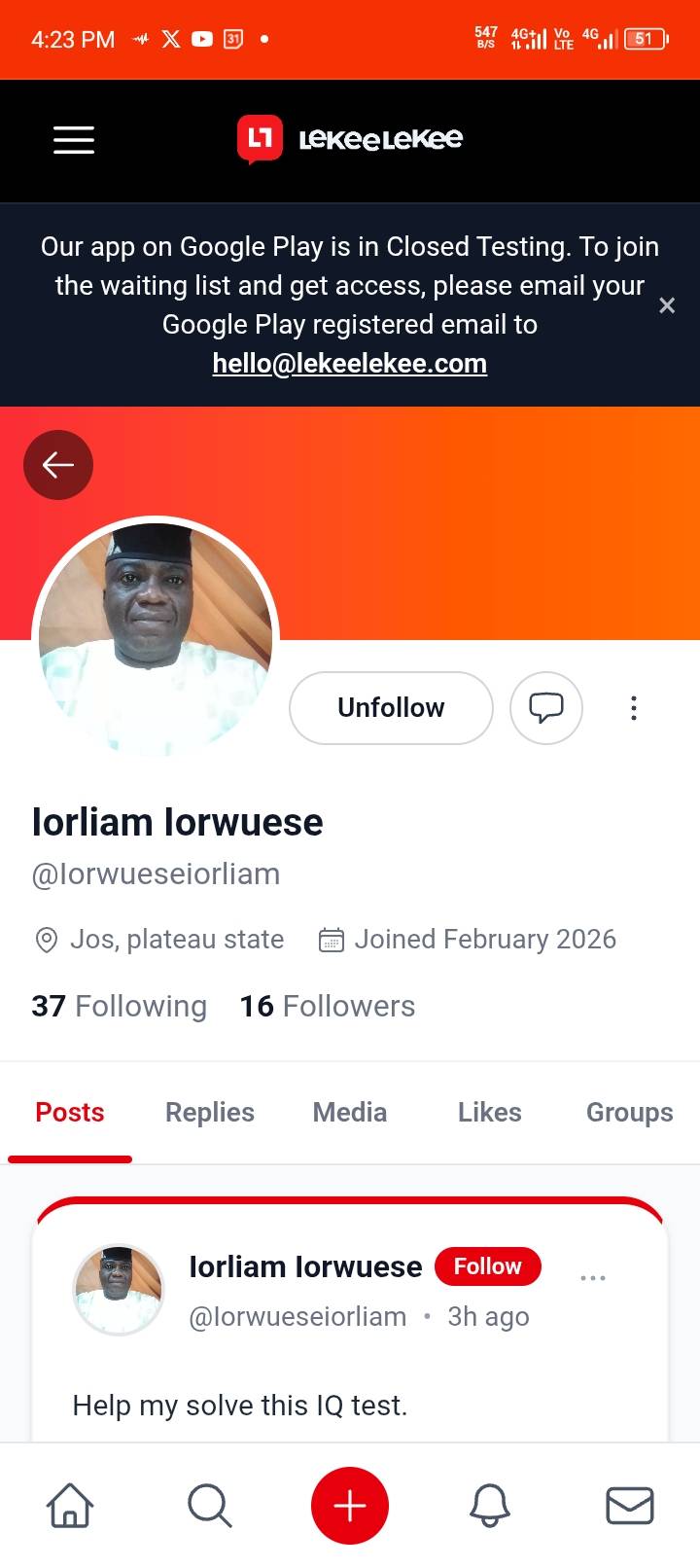 The first Tiv person I followed on #LekeeLekee @Iorwueseiorliam
#TivNation
#Benue
#BenueState