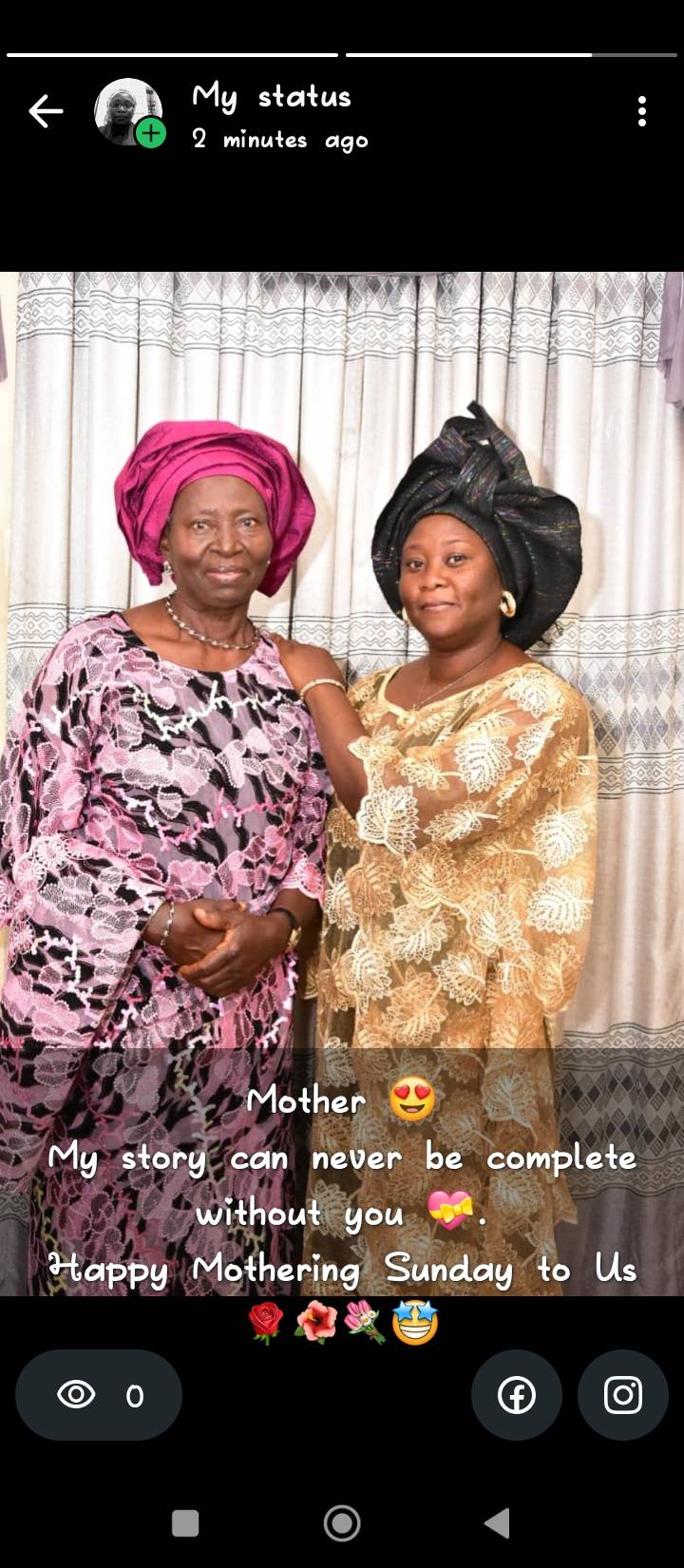 Mother 😍!!
I celebrate the grace of motherhood you bear 🌹
Happy Mothering Sunday to Us 💝🤩🌺💐✨