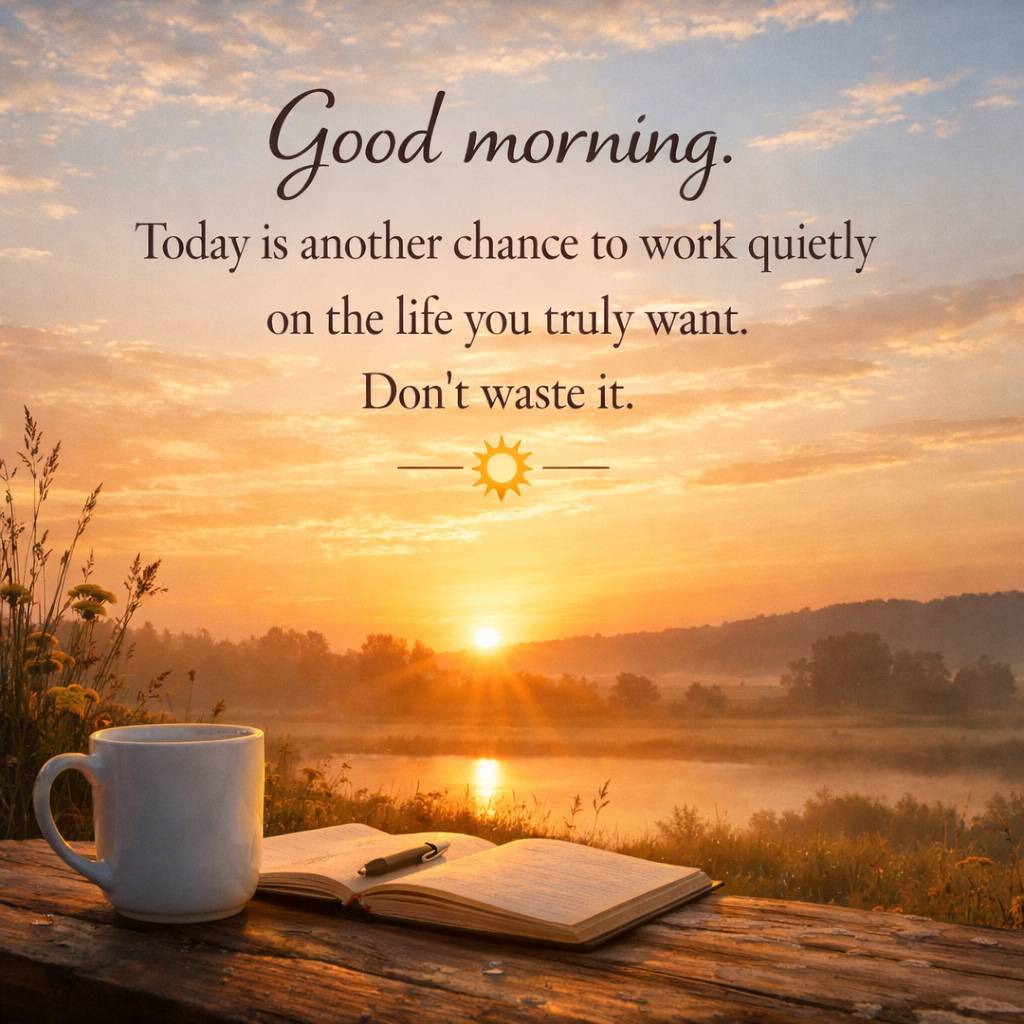 “Good morning. Today is another chance to work quietly on the life you truly want. Don’t waste it.”...