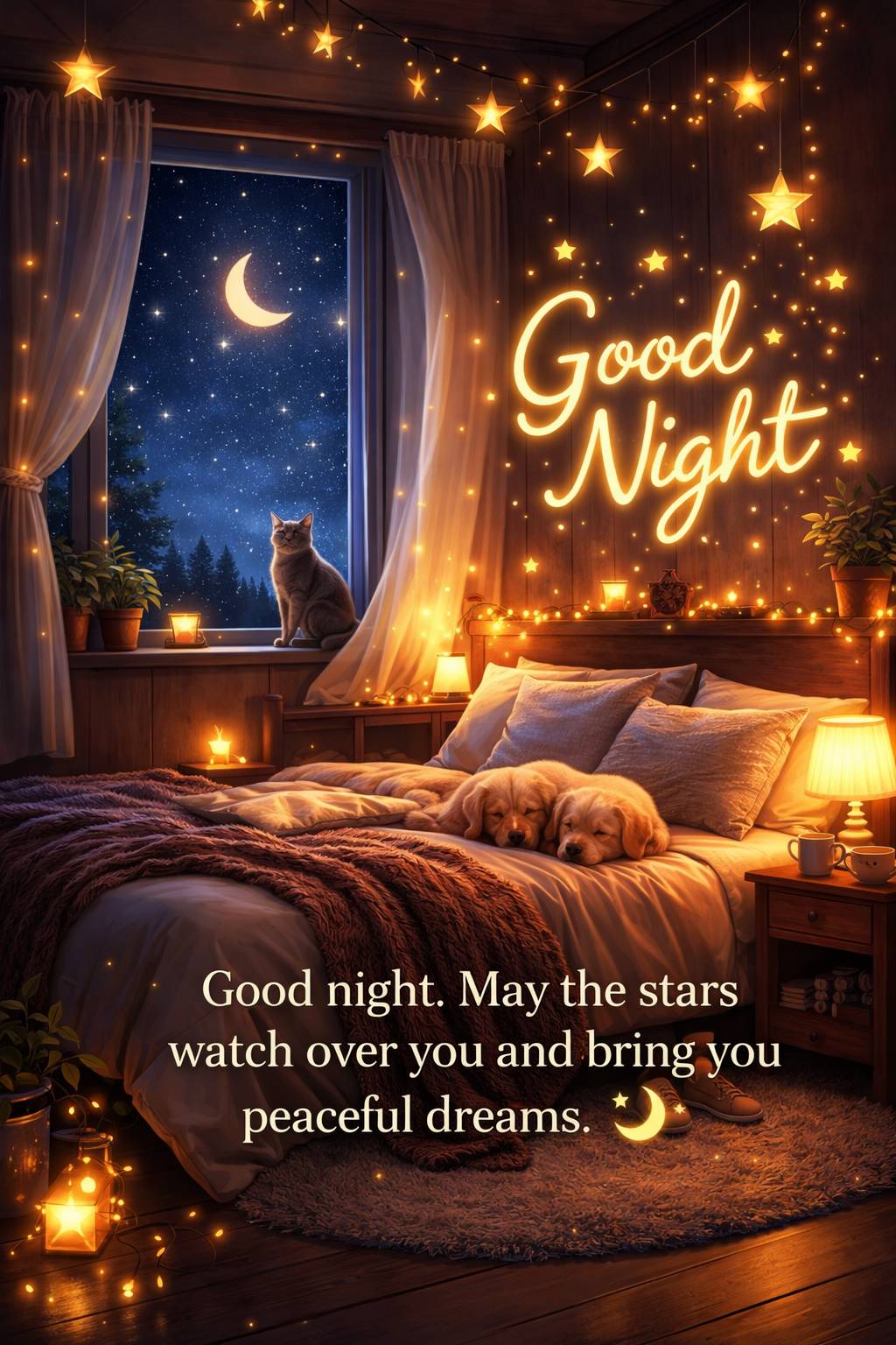 “Good night. May your dreams be peaceful and your tomorrow be full of new blessings. 🌙✨”